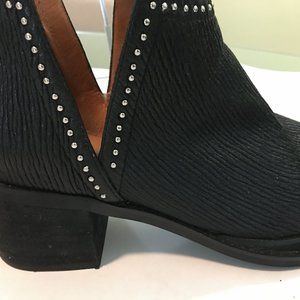 Jeffrey Campbell black striated leather booties